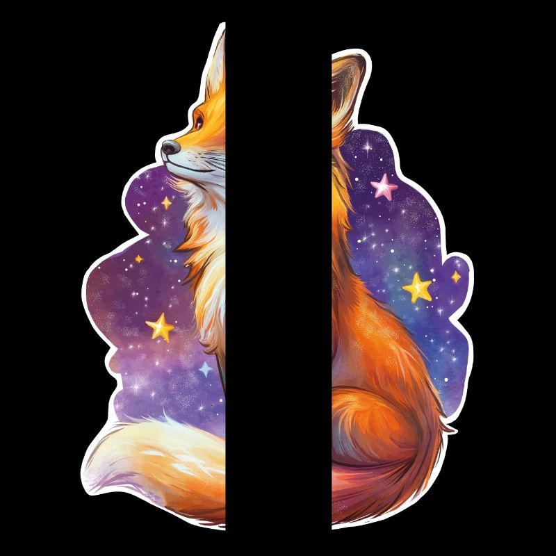 Renard et ciel étoilé