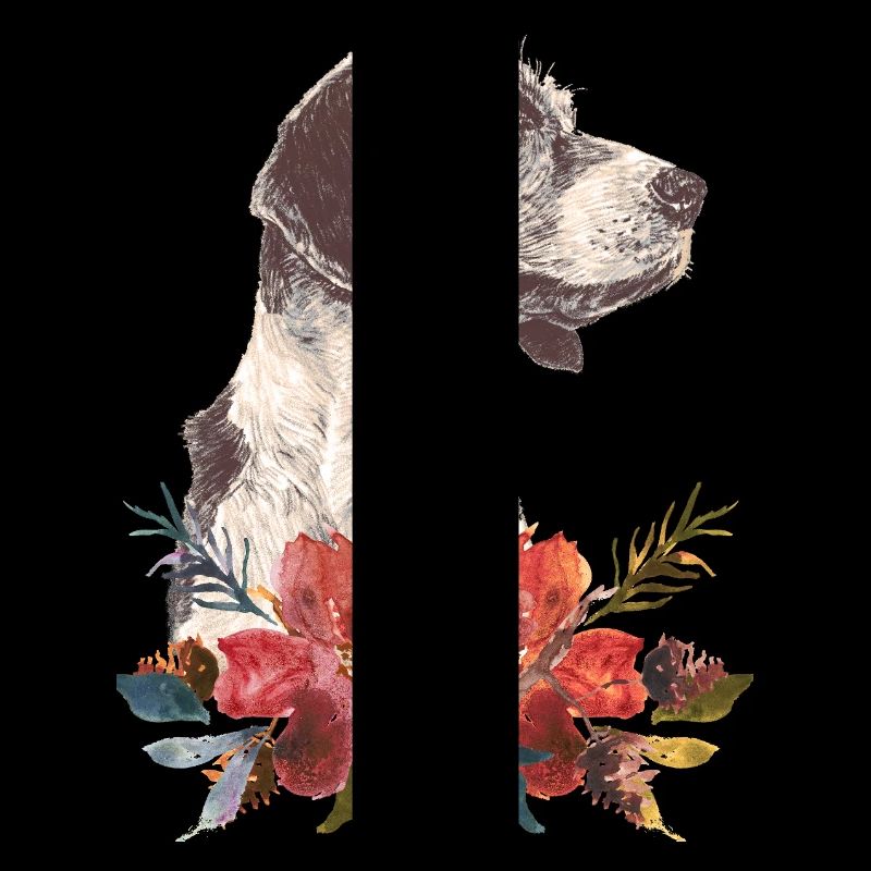 Chien et fleurs