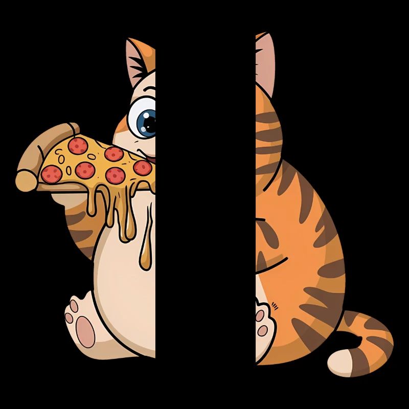 Drôle de chat potelé mangeant de la pizza restauration rapide