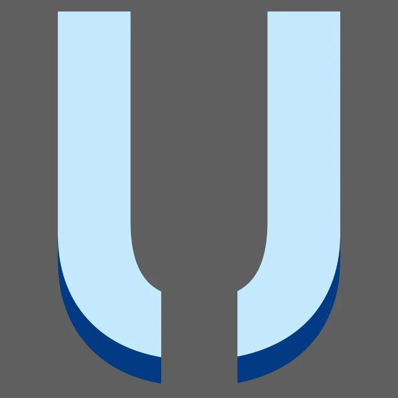 Pop and modern blue u letter
