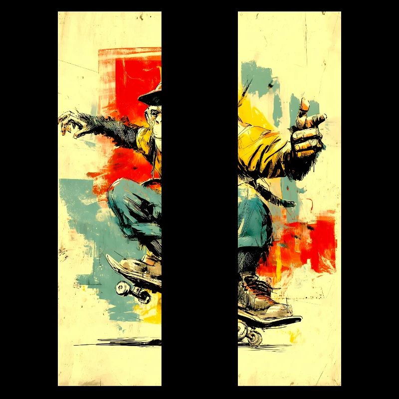 Cool monkey sur le skateboard - moderne, élégant