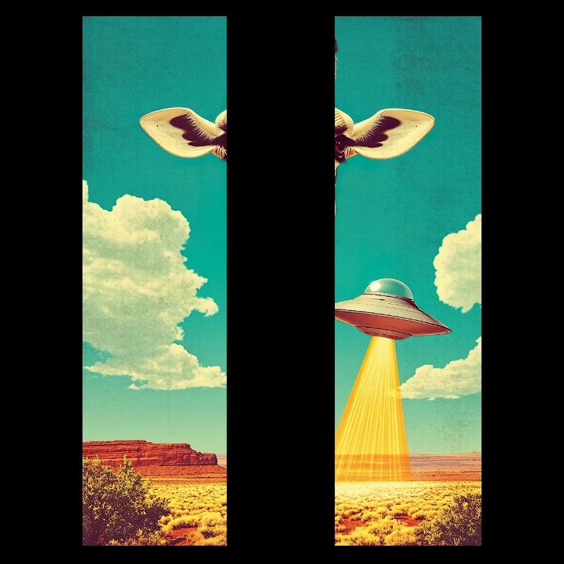 Retro Giraffe mit UFO
