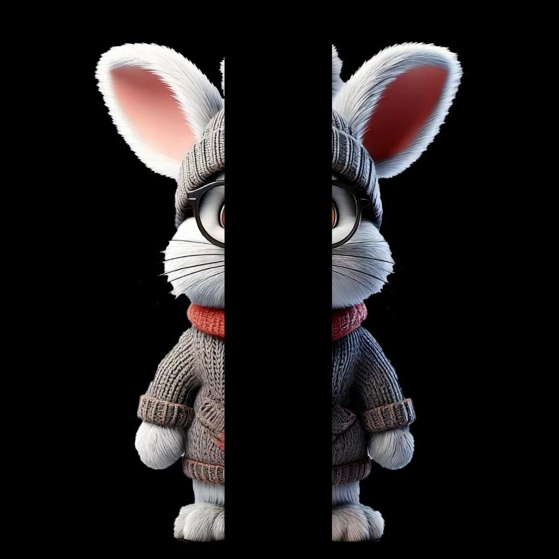 Mignon lapin avec pull tricoté