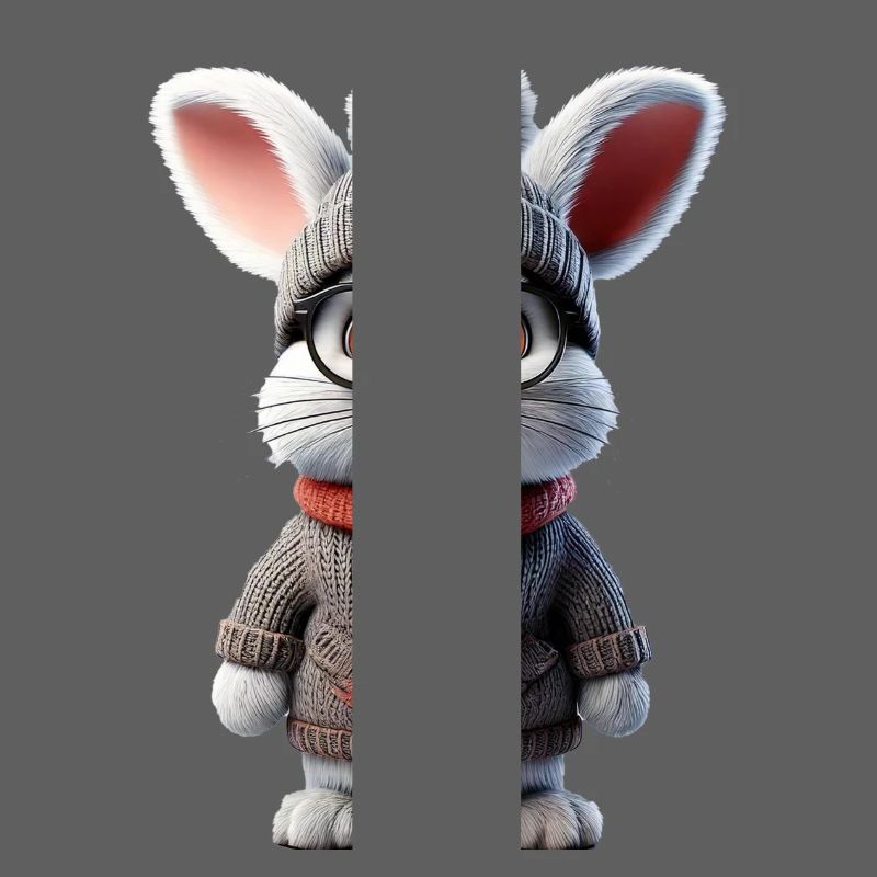 Mignon lapin avec pull tricoté