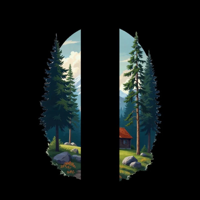 Cabane pixélisée dans les bois