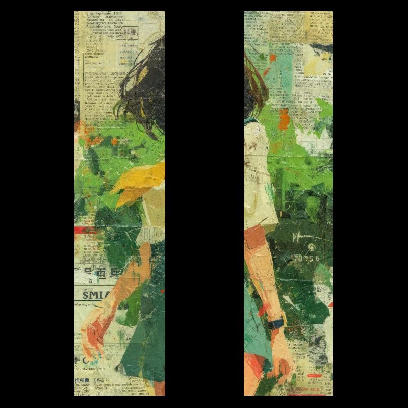 Texturierte Anime Mädchen Collage Kunst