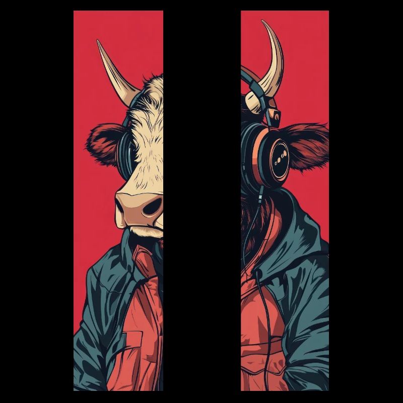 Vache hipster avec casque