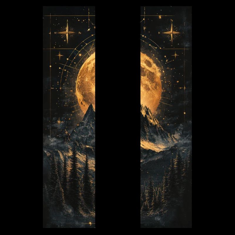 Lune dorée sur les pics mystiques