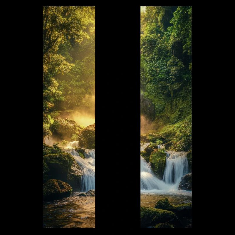 Lever du soleil sur une cascade cachée