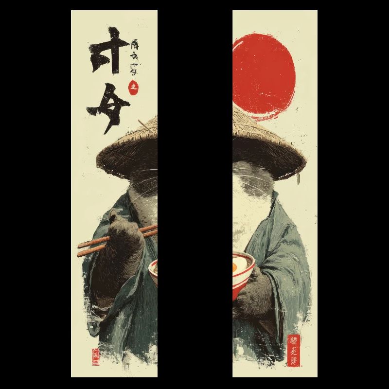 Samurai-Katze isst Ramen