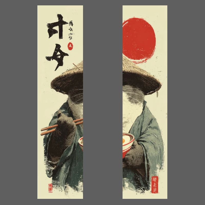 Samurai-Katze isst Ramen