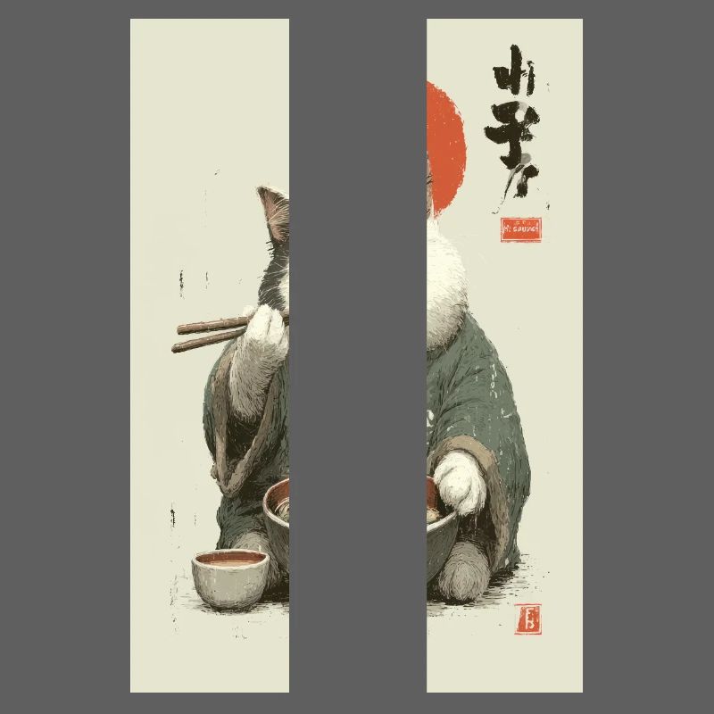 Samurai Cat Slurping Ramen