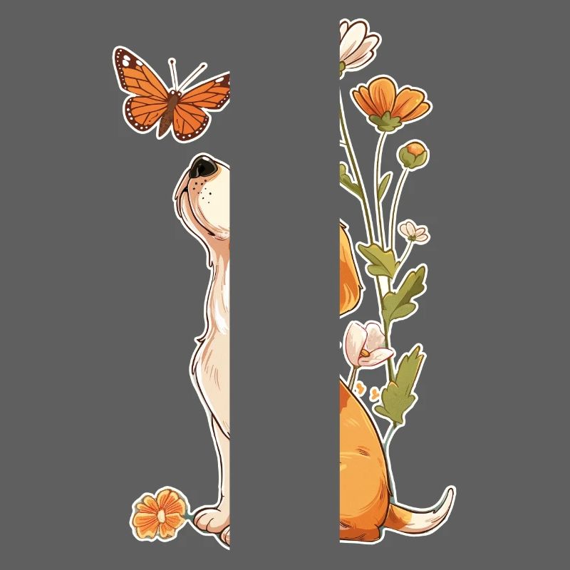 Beagle et papillon