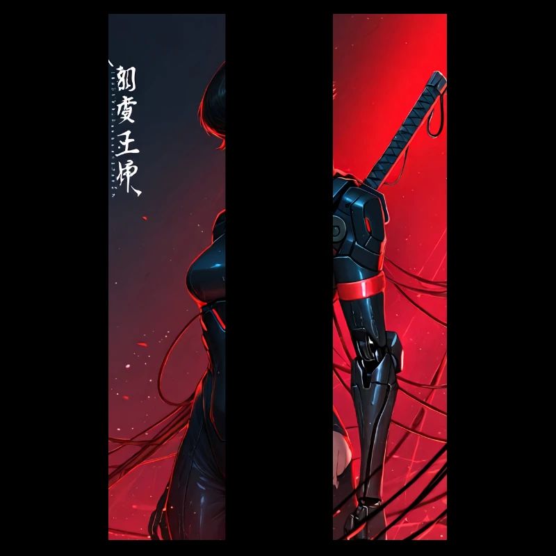 Red Wired Cyberpunk Samurai mit Katana