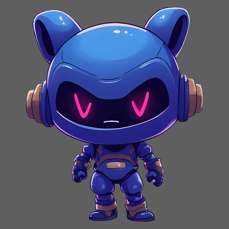 Neonblauer Roboterhelm