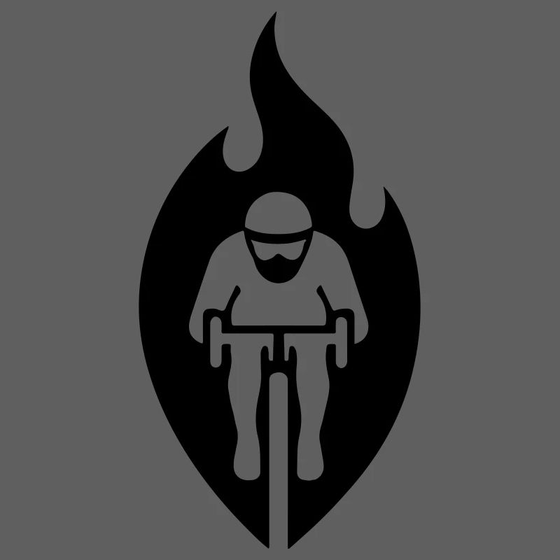 Road cyclists in flames – stylized logo