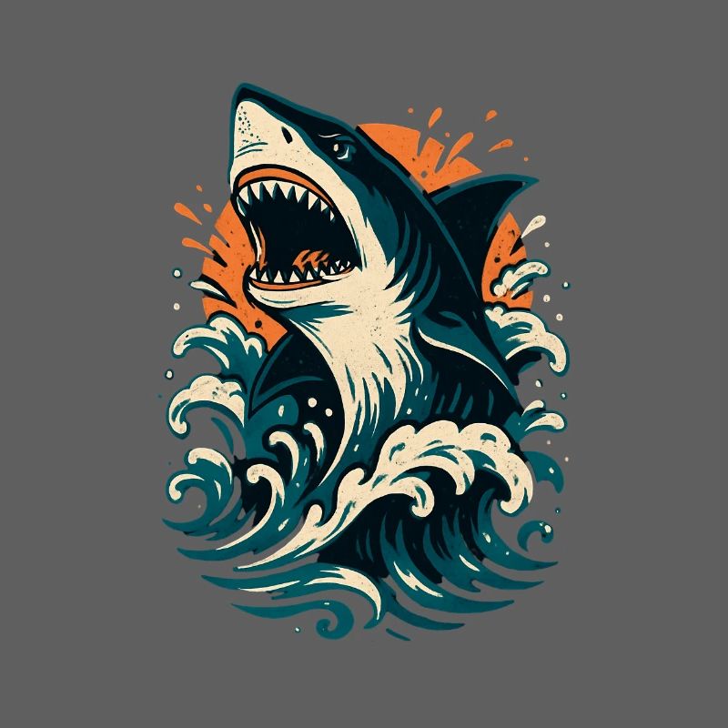 Shark roars through orange waves