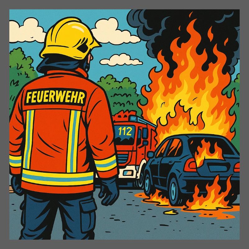 Brandbekämpfer Cartoon Einsatz
