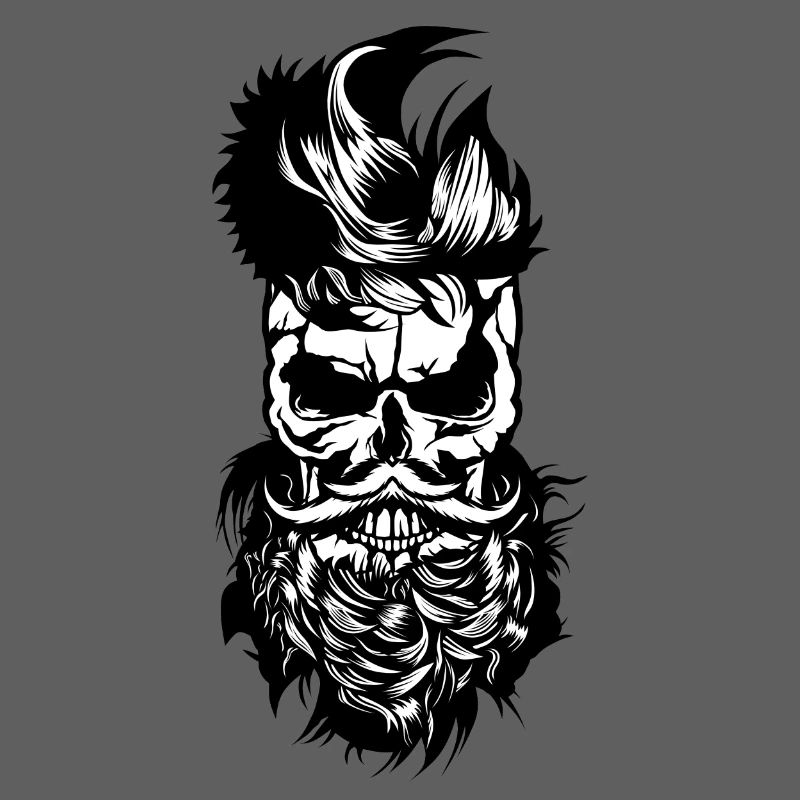 Kopf des Todes Hipster Schädel bärtiger Bart Schnurrbart m