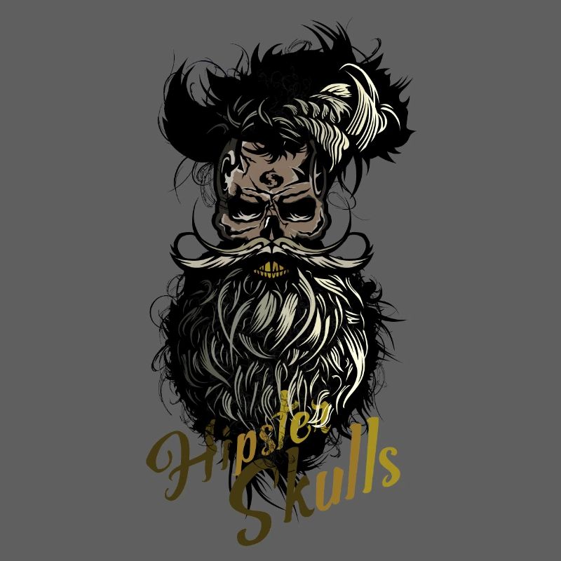 Kopf des Todes Hipster Kran Bart Schnurrbart Schädel b