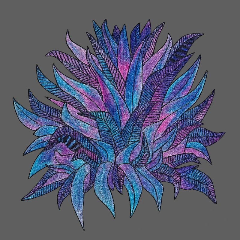 Purple Blue Leaf Pattern