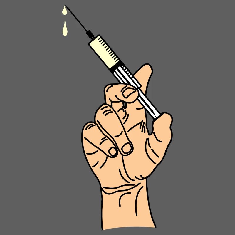 Main avec seringue d’évacuation 5