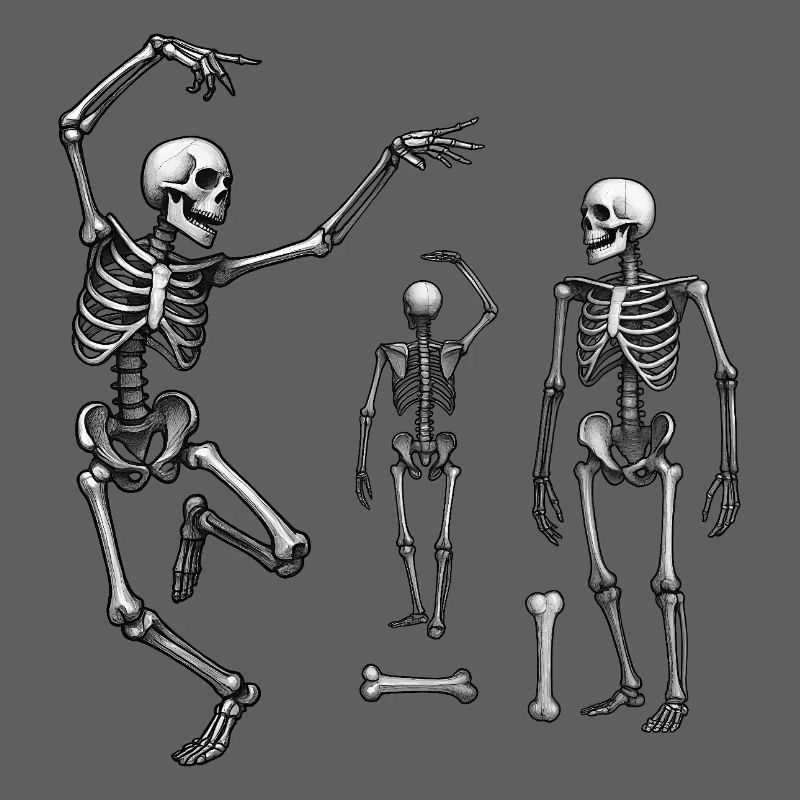 SKELETONS DANCER #1 - black & white