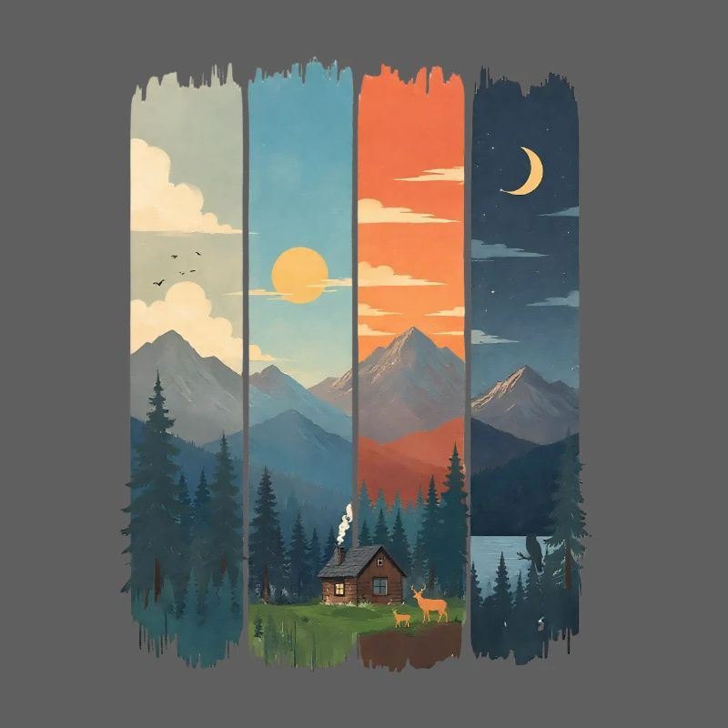 Horizons in four mountain panels