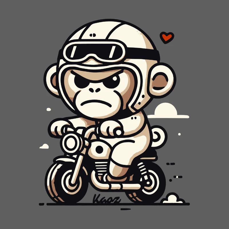 Little Biker Monkey on Small Motorcycle