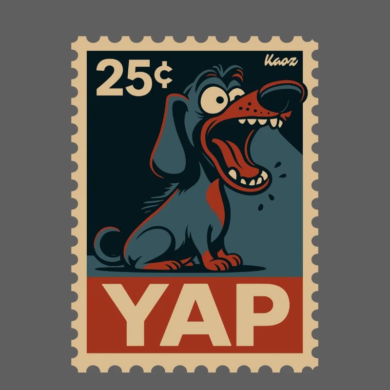 Comic dachshund on postage stamp