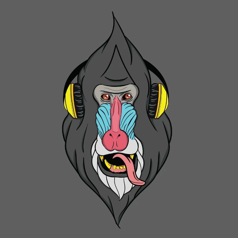 Singe avec un casque - techno singe