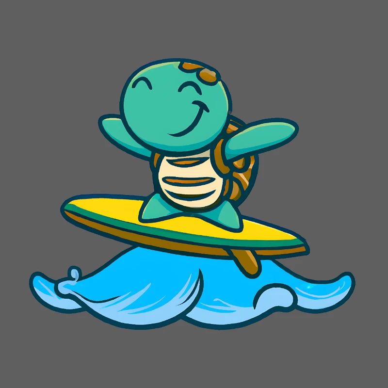 Cute turtle on the surfboard