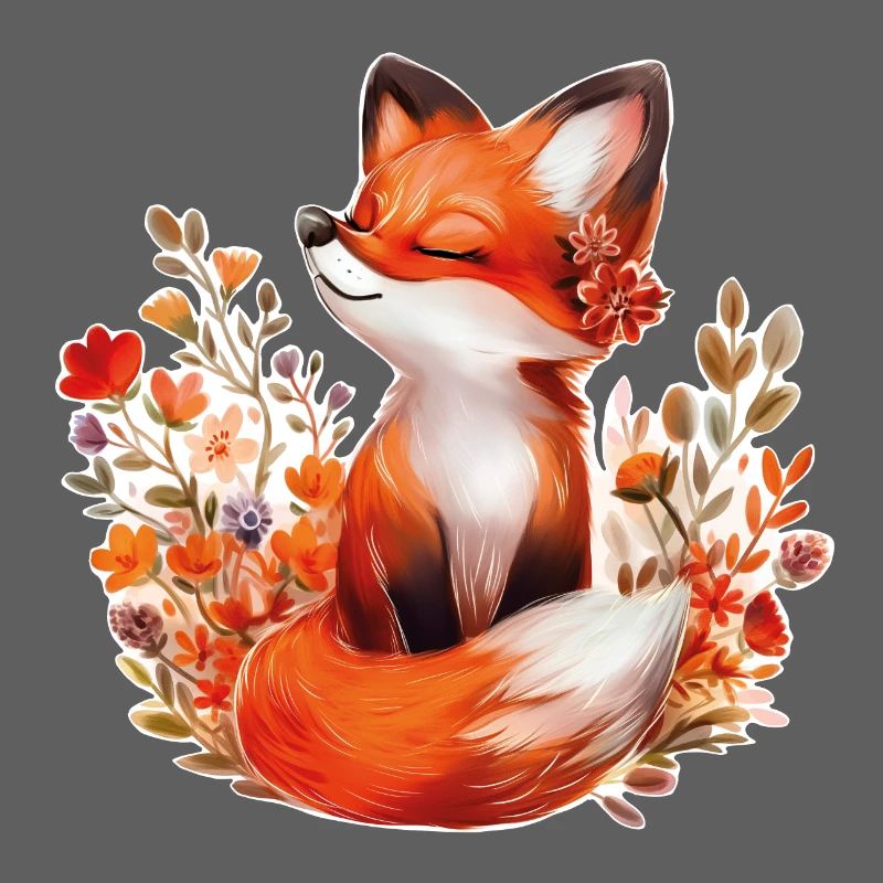 Fuchs mit Blumen