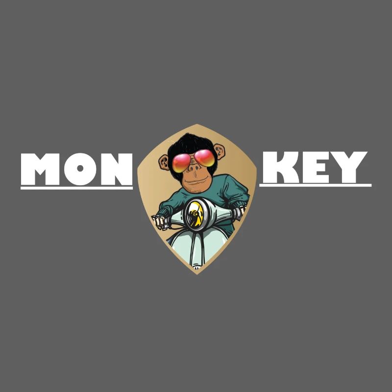 Monkey Affe mit Sonnenbrille auf Motorroller