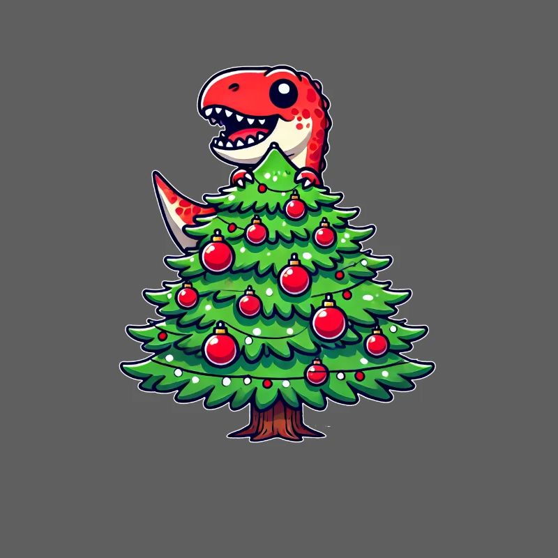 Cute Comic T-Rex Christmas