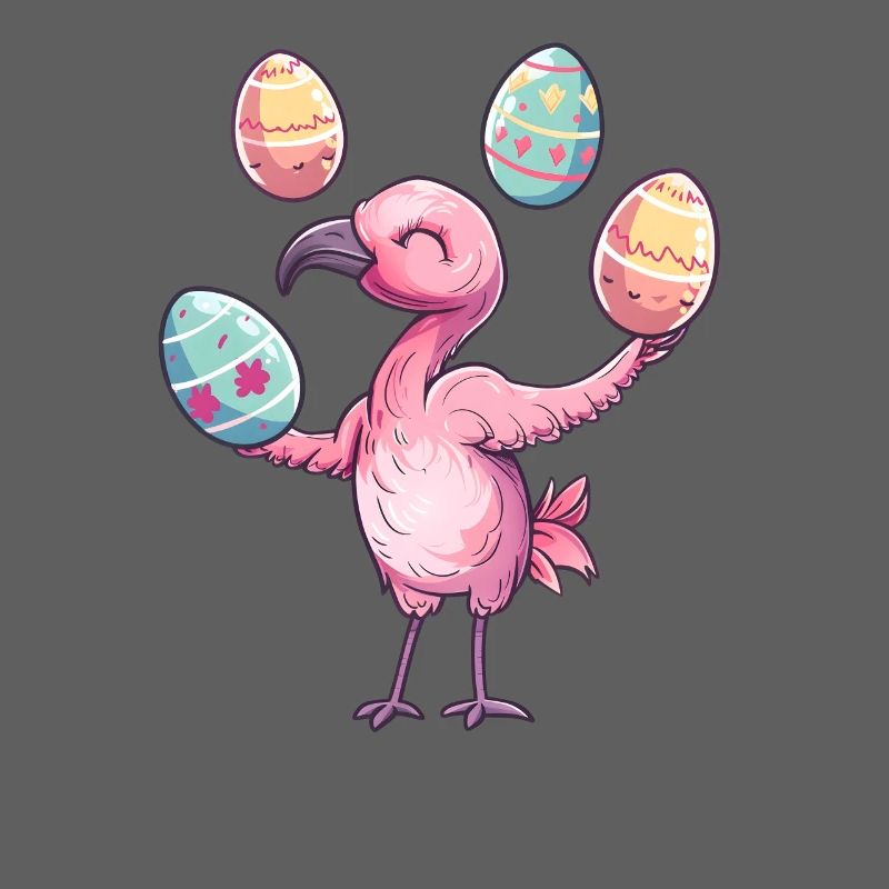 Flamingo Easter Eggs Juggling Festive