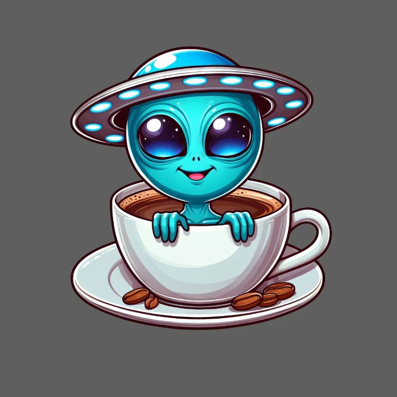 Alien with Coffee UFO Coffee Lover