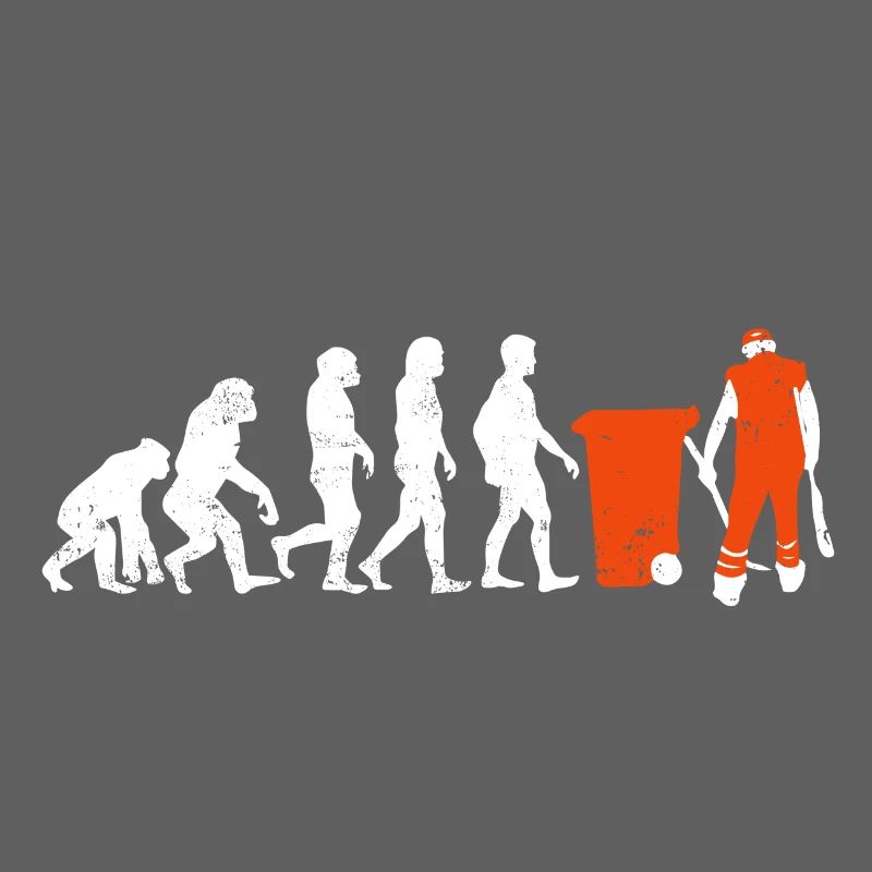 Garbage man evolution gift job occupation garbage orange