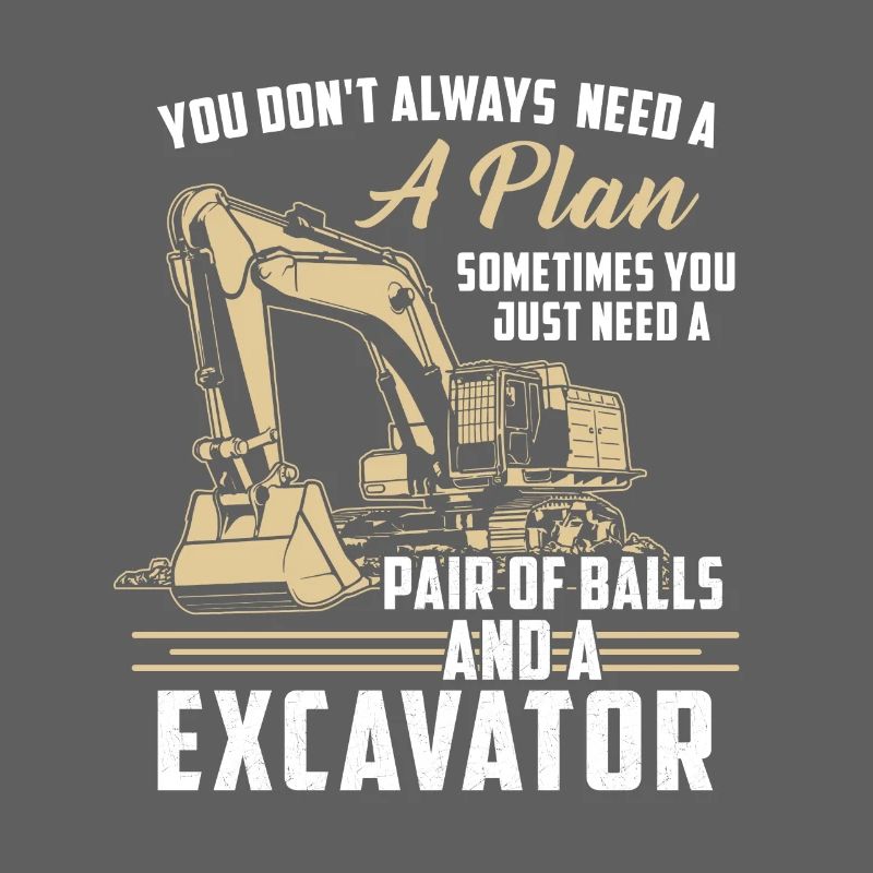 Construction worker · Construction site · Excavator · No plan