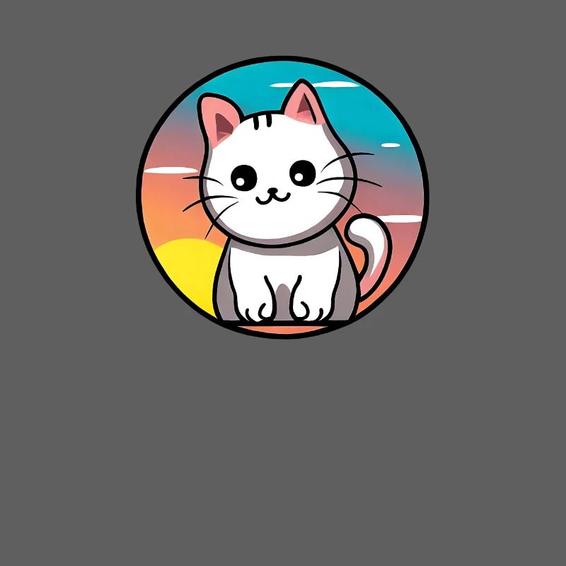 Cute cat Sunset design white