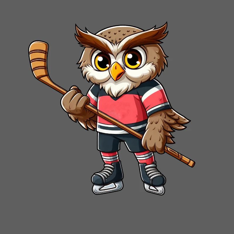 Lustige Eule Eishockeyspieler Comic Eishockey