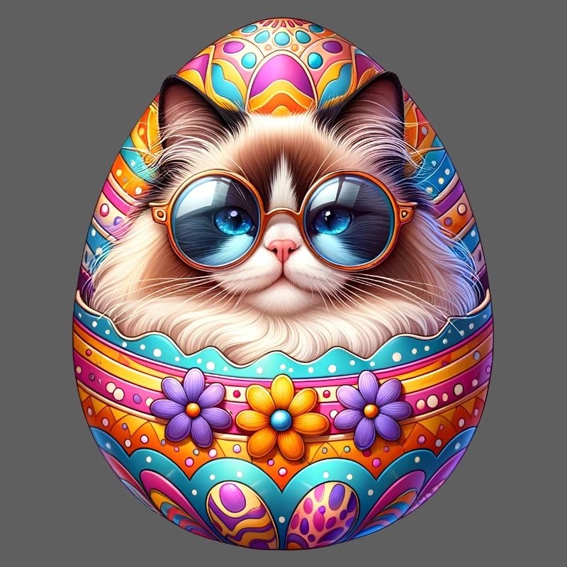 Ragdoll Cat in Easter Egg Design