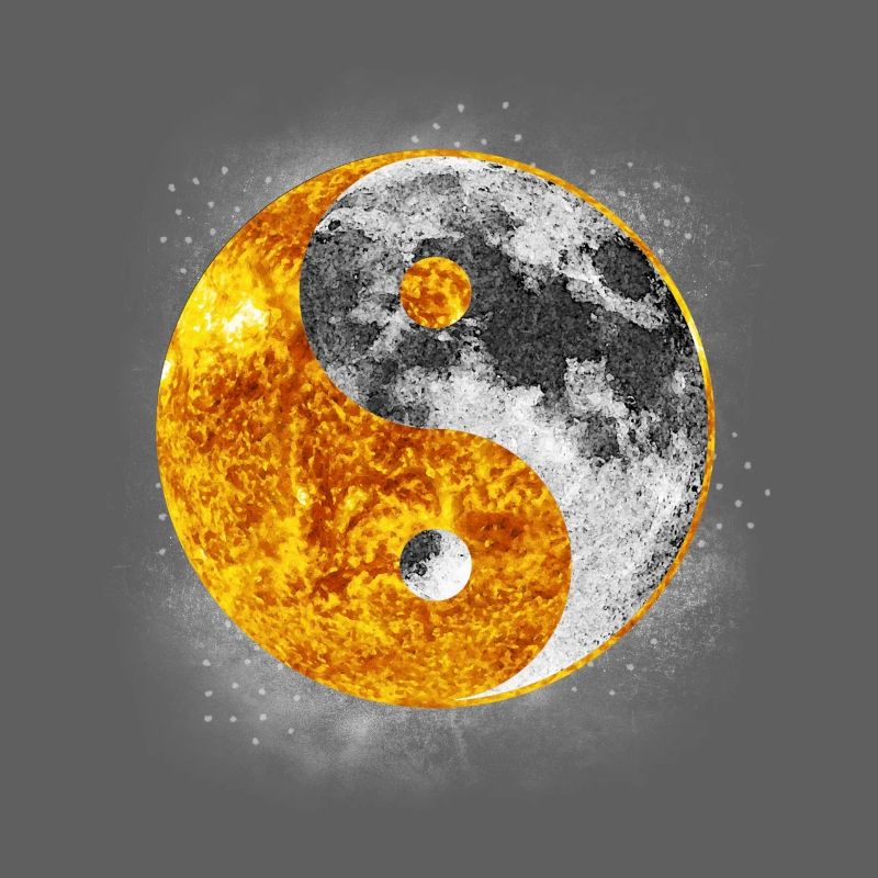 Yin og Yang Sun Moon Light & Dark Balance Graphic