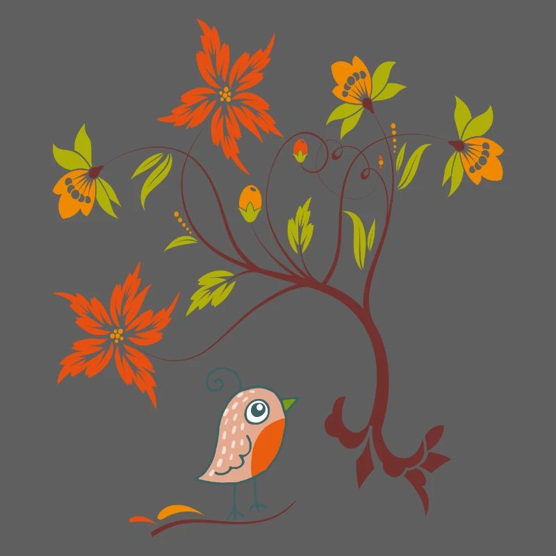 Vrille de fleur avec petit oiseau