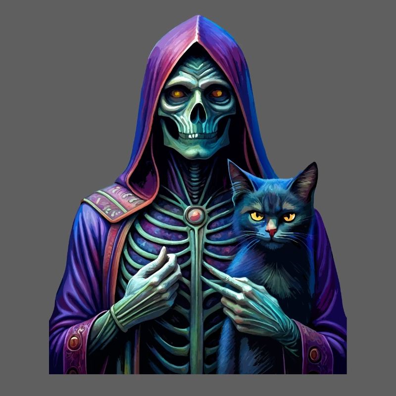 Tod mit einer Katze in den Händen