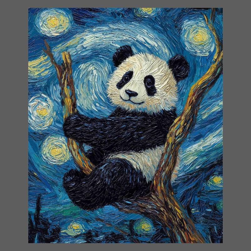 Panda Bär Van Gogh Style Starry Night