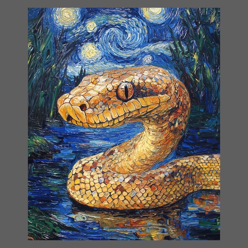 Serpent Python Style Van Gogh Nuit étoilée
