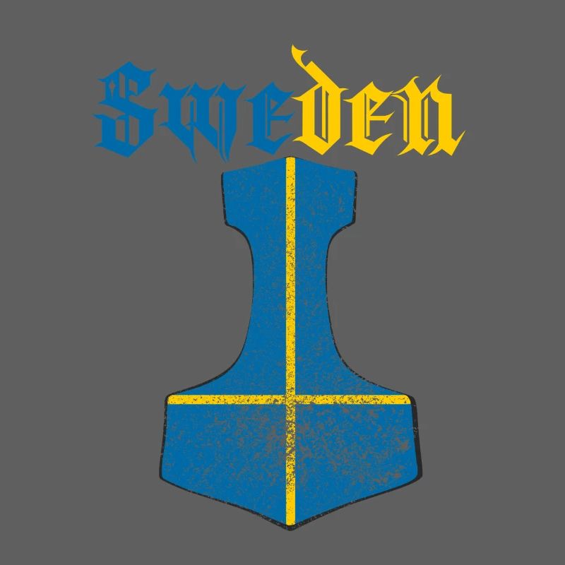 Schweden Flagge – Mjölnir Thorhammer Design