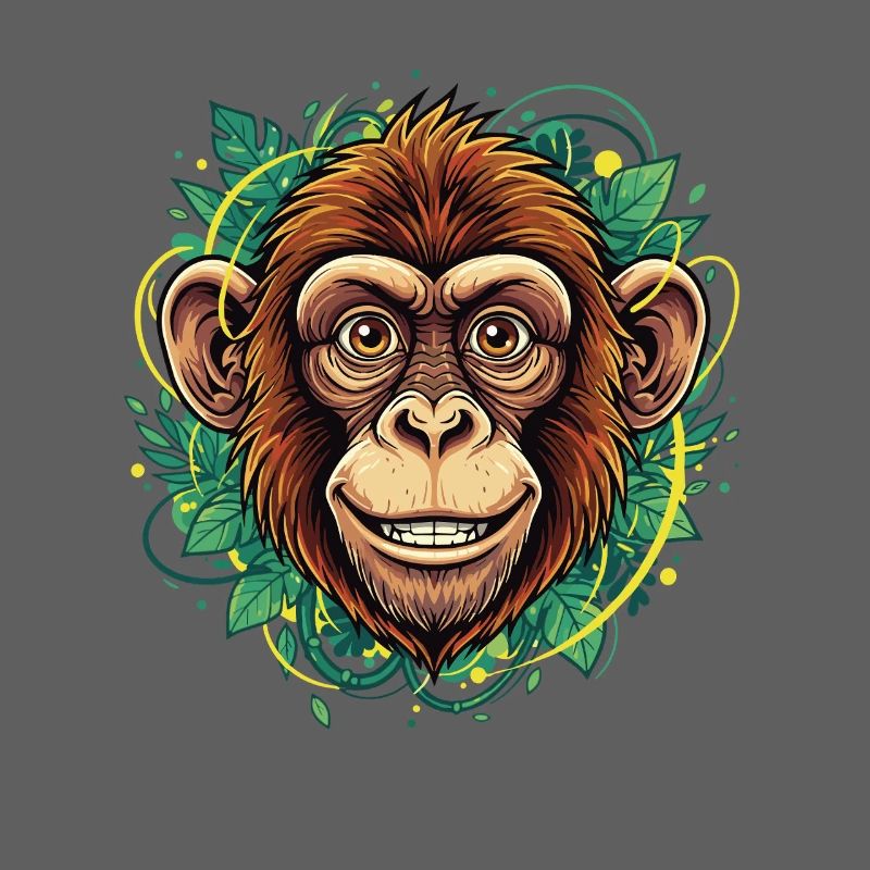 Tropical Monkey Head with Leaf Wreath