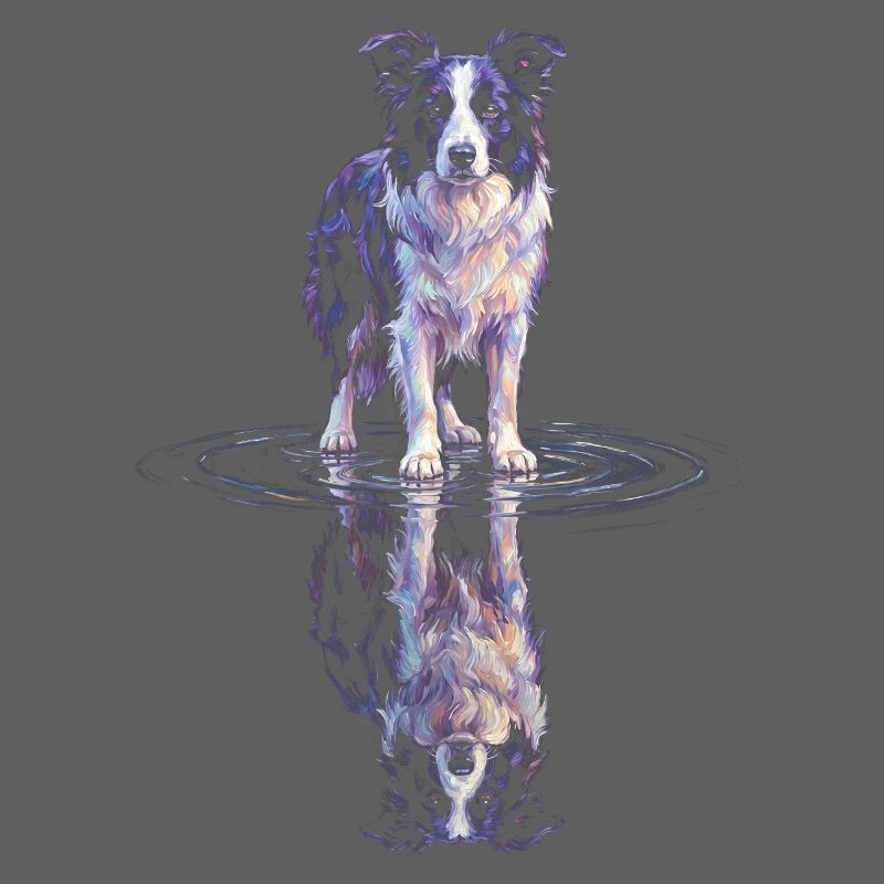 Border Collie Water Reflection